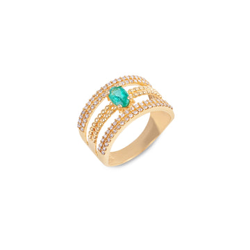 Anel Esmeralda e Brilhantes